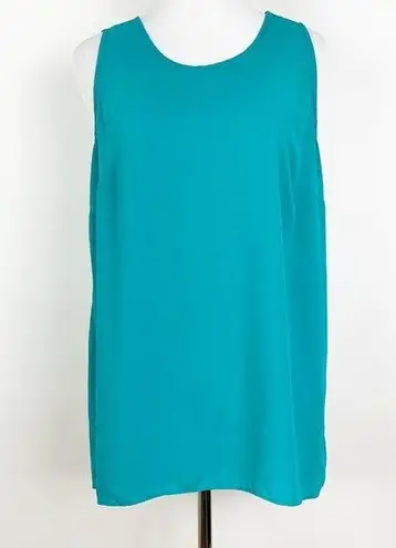 Mossimo Slit Back Flowy Tank Top Hi Low Hem Blue Size M