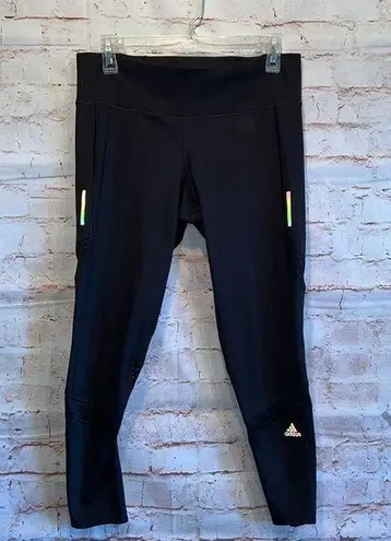 Adidas  how we do 7/8 tight leggings black reflective tabs mesh details medium