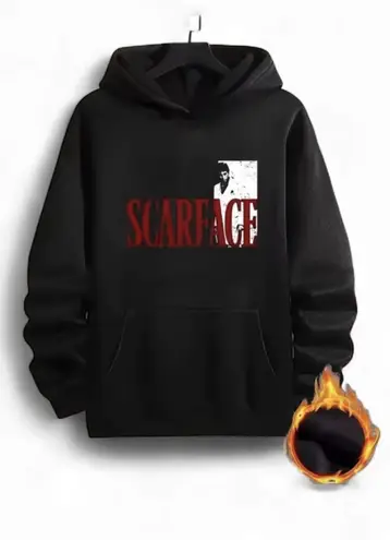 Hoodie Thick Unisex Scarface Graphic Hoodie | Thermal Lined Pullover (XXL) Black