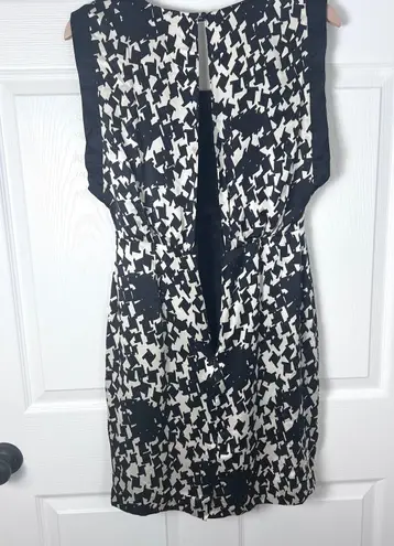 Reiss Black & White Patterned Silk Satin Layered Cocktail Dress