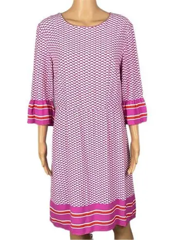 BODEN Andrea midi dress in Cyan Pink Floral with 3/4 Bell sleeves Size 8 Regular