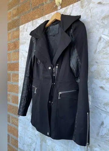 Dawn Levy XS Black Combo Leather Jacket w/ Hidden hoodie