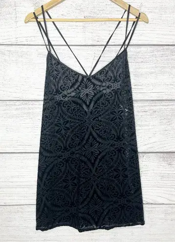 Vintage California Dynasty Black Paisley Burnout Velvet Strappy Nightie Sz Large