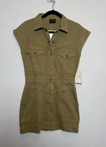 NWT Dark Green Denim Cargo Mini Dress