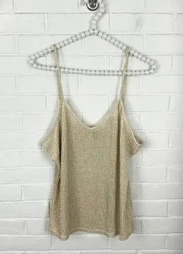 Frederick's of Hollywood Fredrick’s Of Hollywood Gold Ribbed Shimmer Tank Top Size 3X