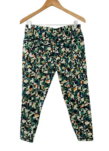 Sweaty Betty  Power 7/8 Workout Leggings Pants Floral Pockets Blue 14