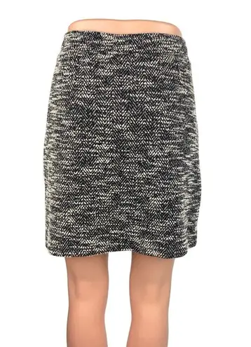 Ann Taylor LOFT Black Gray Marled Drawstring Cozy Knit Mini Pencil Skirt Size M Size M