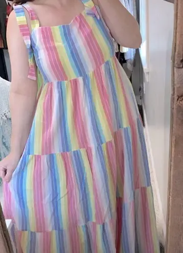 Draper James  rainbow striped tiered maxi dress size XXlarge