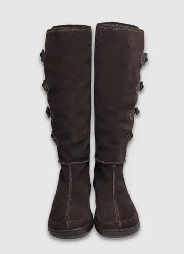 Rocket Dog Toggle Tall Boots Faux Fur Lined Lightweight Suede Brown Size 10