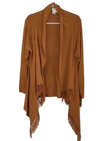 Coldwater Creek  Brown/Tan Open-front Fringe
Cardigan(Size Medium)