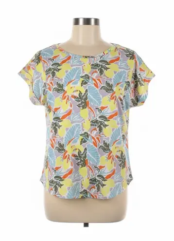 LL Bean Signature Tee XL Tropical Leaf Print Shirt Top Colorful Spring Summer Yellow