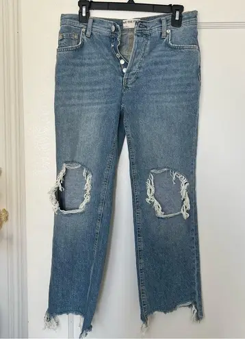 Free People We The Free Jeans  Maggie Straight Leg Distressed Jeans Size 25 NWOT