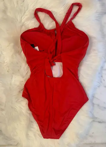 La Blanca Island Goddess High Neck Keyhole One Piece Guava Size 12