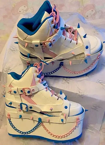 Platform grunge/punk style premium designer sneakers w spike harness sz:7 & 8NEW White Size 8