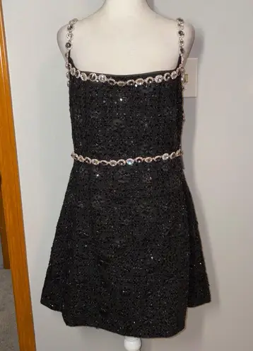 Elliatt Adeline Mini Dress Black Embellished Rhinestone Cocktail Party XL FLAWED