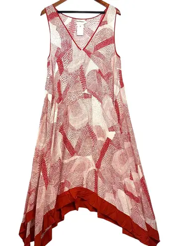 Pure DKNY Small Maxi Dress Sleeveless Abstract Red Flowy Beach Summer Coverup