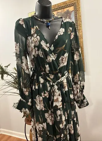 MiSC Elevated Basics Women Cap Long Sleeve V Neck Dress SM Belted Elastic Waist