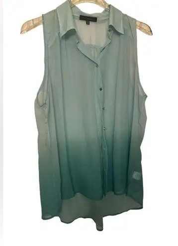 Heart soul Green Sleeveless Notched Collar Blouse