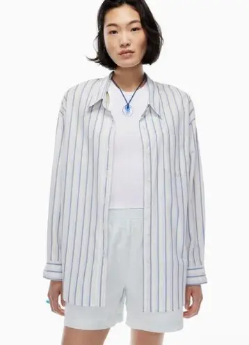 NWT Wilfred Free Aritzia Striped Relaxed Button Down Poplin Shirt Large White