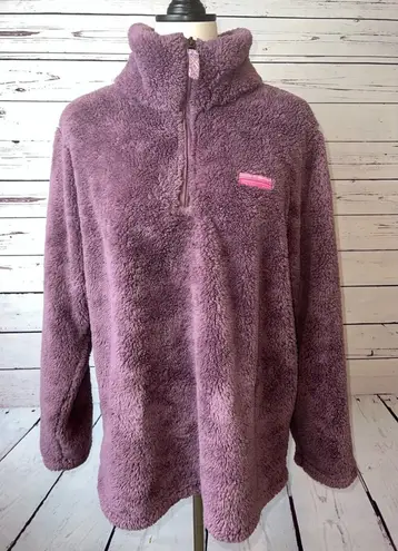 Simply Southern  Sherpa Fleece Pullover Shacket Large Jacket Purple‎ Half Zip