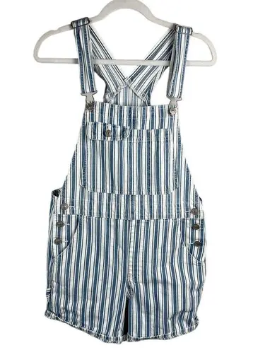 American Eagle  High Waisted Tomboy Shortall Bibs Blue & White Stripes Size Small