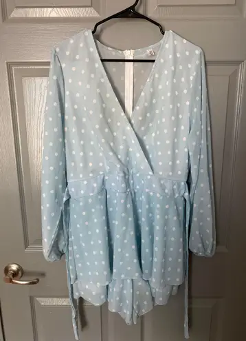 Classic Fashion Collection Light Blue Polka Dot Romper