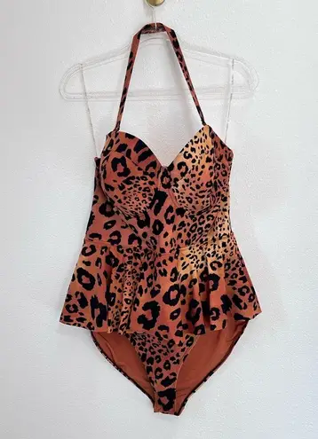 Forever 21  NWT Peplum Leopard Open Back Swim Suit Size 3X