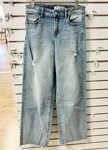 Hidden Medium Vintage Wash High Rise Raw Hem Dad Jeans Blue Women's Rise 26