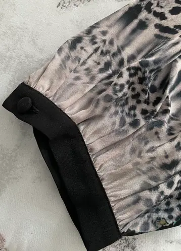 Twelfth Street by Cynthia Vincent 100% Silk Mixed Media Green Animal Print Mini Dress, size 4