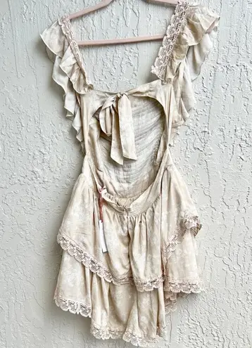 Krewe NWT  Du Q Sleeveless Ruffle Pleated Floral Mini Dress Cream White Women's S