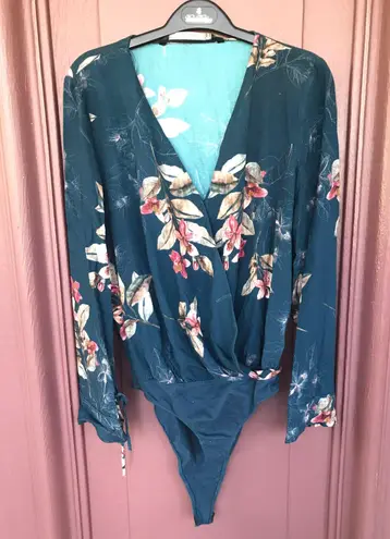 ZARA Floral Print V Neck Bodysuit