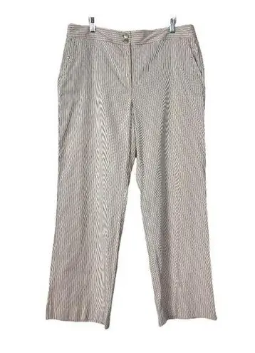 Peck & Peck Trousers Mid Rise Cream Gray Stripe Women’s Plus Size 14