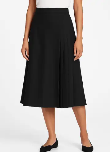 Black Pleated Wool Blend Classic ALine Skirt Medium business work official L Size L