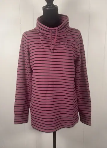 LL Bean Ultrasoft Sweats Funnelneck Pullover Women S Pink Stripe Casual Comfy **