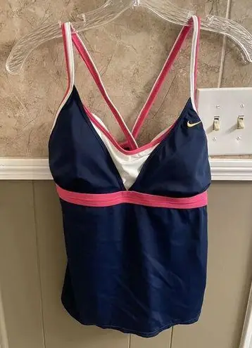 Nike Swim Tanking Top Navy With Fushia Size 12