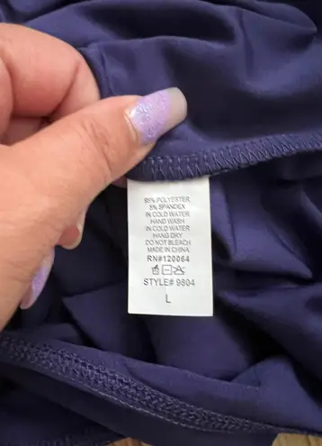 Mind Code Women Juniors Short Sleeve V-Neck Dark Purple Top Bodysuit Size Large