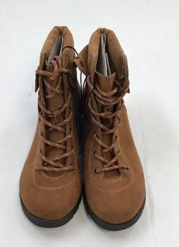 st. john's bay  Womens Yosemite Lace Up Boots Block Heel Size 6.5M Color Cognac