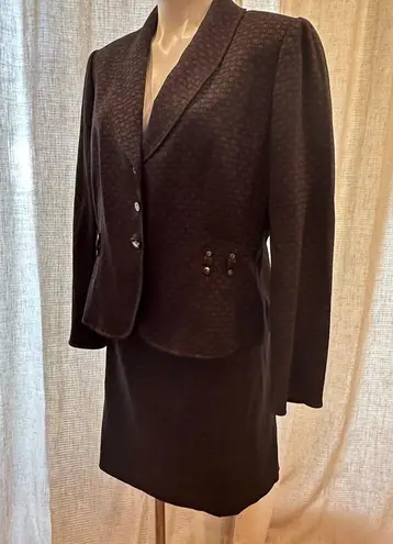 Tahari Skirt Suit sz 16 Brown Black Two Piece Suit
