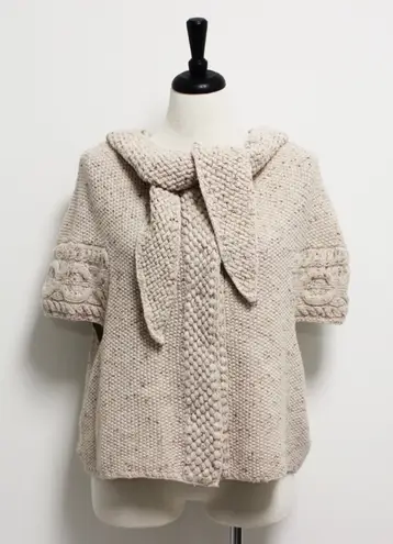 Far Away From Close Oatmeal Beige Knit Hooded Short Sleeve Snap Button Cardigan
