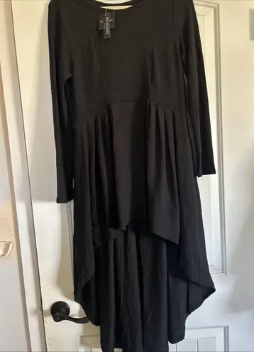 NWT Reborn Women’s Black Hi Low Hem Top Peplum Blouse Shirt Dress Sz Large