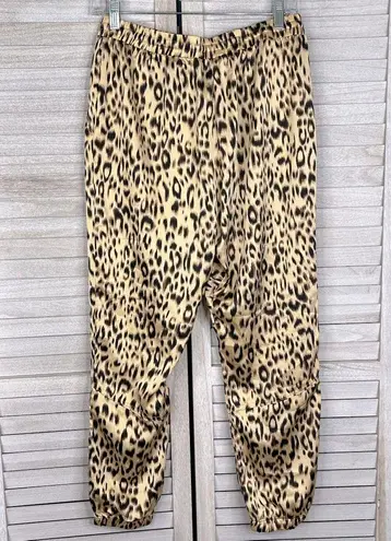 Storia  Cheetah Print Joggers w Zippers Lightweight Silky Tan/Black-Medium - Image 3