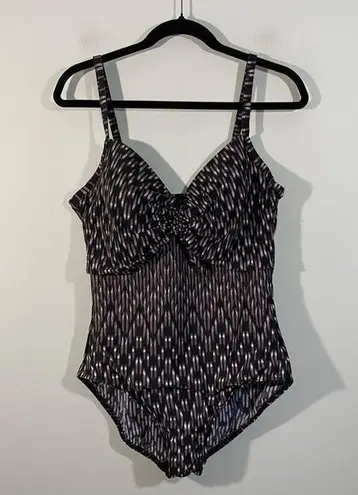MiracleSuit Women's Black & Brown Graphics One Piece Bathing Suit Size 14