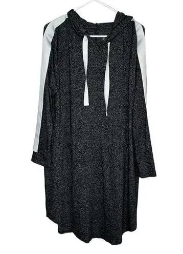 LIVI Women's Gray & White Hooded Active Midi Dress Size 10/12