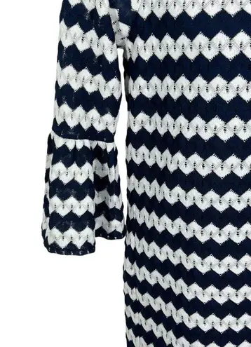 Trina Turk Trina By  Blue White Crochet Shift Dress Bell Sleeve Size Small