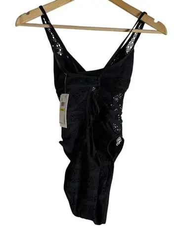 BECCA by Rebecca virtue Becca Rebecca Virtue Color Play Black Crochet Plunge One-Piece Swimsuit Size M