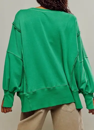 Free People NWT  We The Free Camden Sweatshirt - jolly rancher green - XS