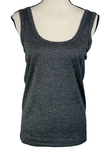 prAna Medium Zawn Fitted Tank Top Herringbone Scoop Neck Stretch Charcoal Marled