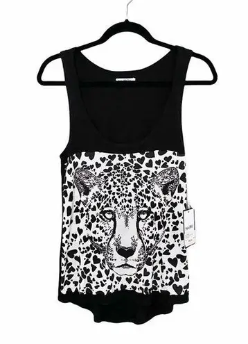 Lauren Moshi new ❤︎ Wendy Heart Face Leopard Tank Top ❤︎ Black ❤︎ Size Small