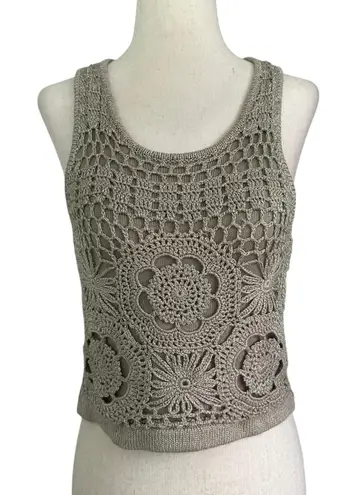 Arden B Graphite Knit Crochet Crop Top Women's Size XS | 72-34-2