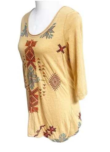 Johnny Was JWLA Tunic Top Women Size S Embroidered Southwest Aztec Boho Western